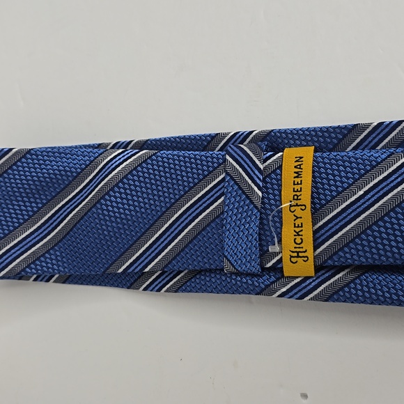 Hickey Freeman Blue Striped Men's Tie Nwot - Picture 6 of 8